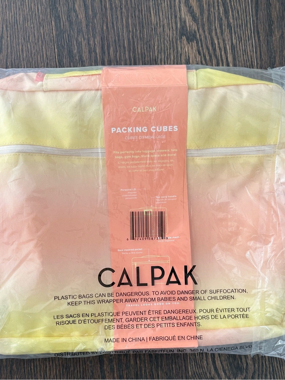 CALPAK Packing Cubes - Yellow & Peach Set of 3 S/M/L.  New